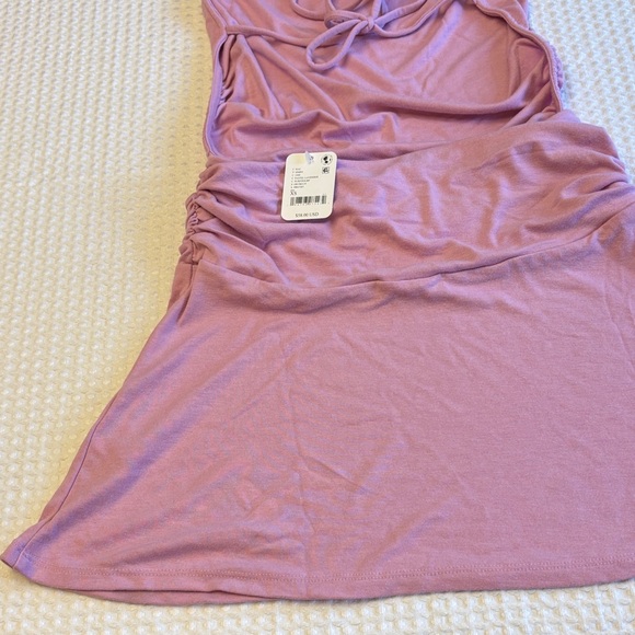 NEW! Free People XS Good Feels Lavender Cowl Neck Halter Backless Mini Dress - Picture 10 of 14